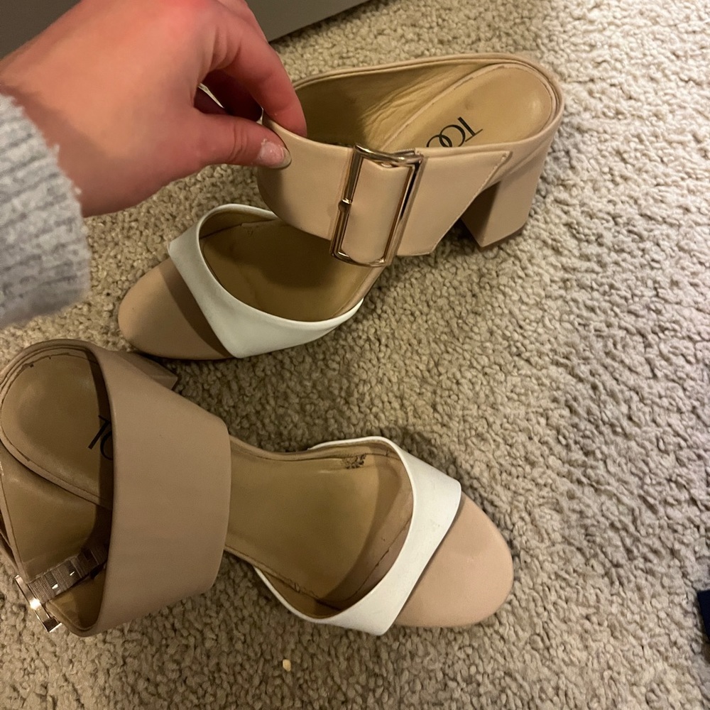 Faux leather heels